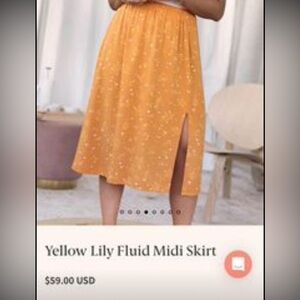 NWT Yellow Floral Midi Skirt 2XL